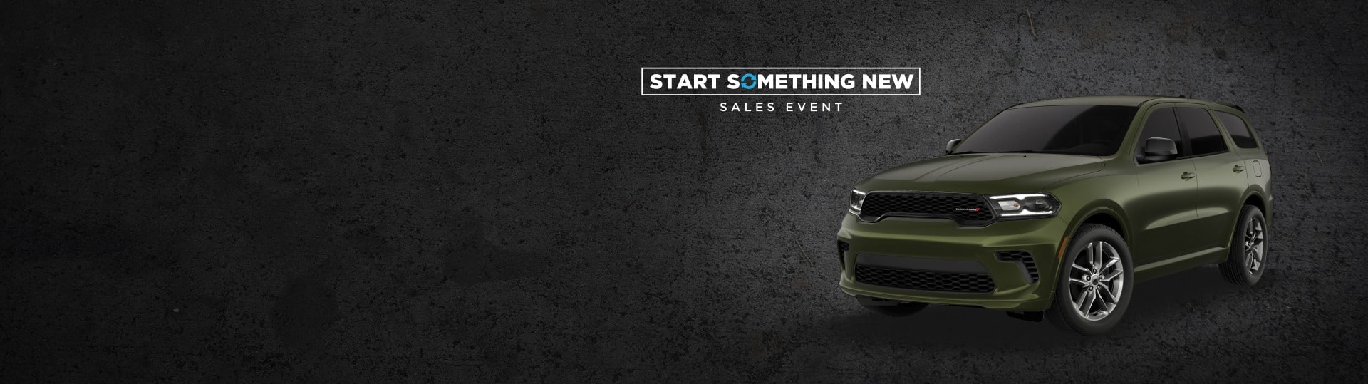 A green 2026 Durango GT Plus. Start Something New Sales Event.